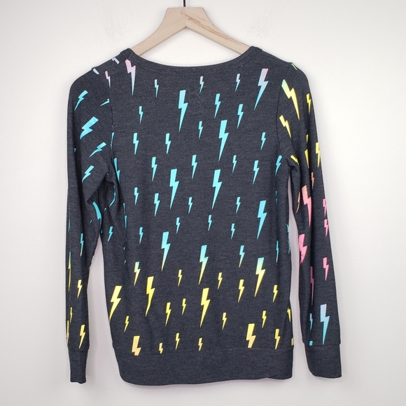 Chaser Lighting Bolt Rainbow Pullover Sweater Sweatshirt Grey Rainbow Sz Small - Picture 3 of 6